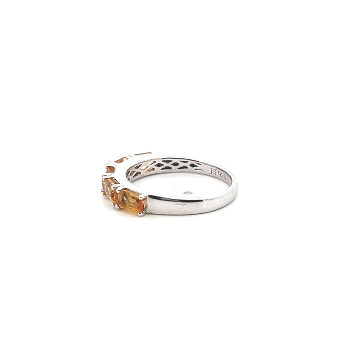 Estate Sterling Silver Five-Stone Baguette Citrine Ring