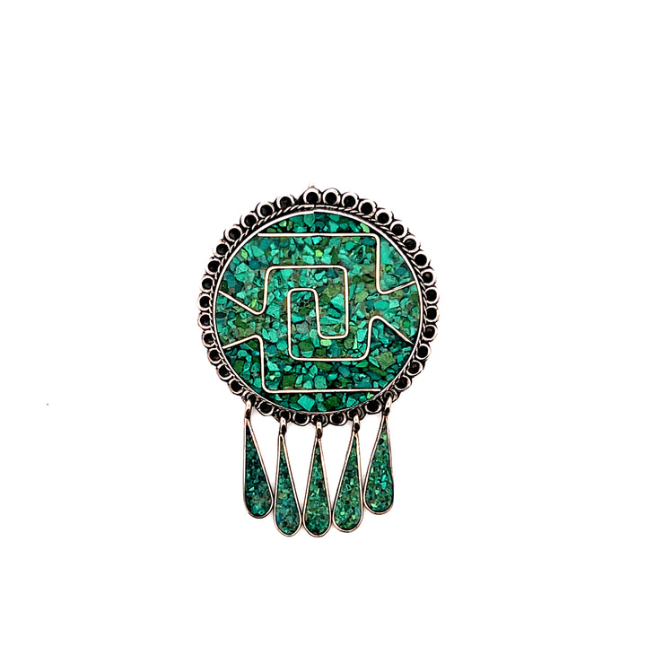 Estate Sterling Silver Turquoise Mosaic Pendant/Brooch, Vintage