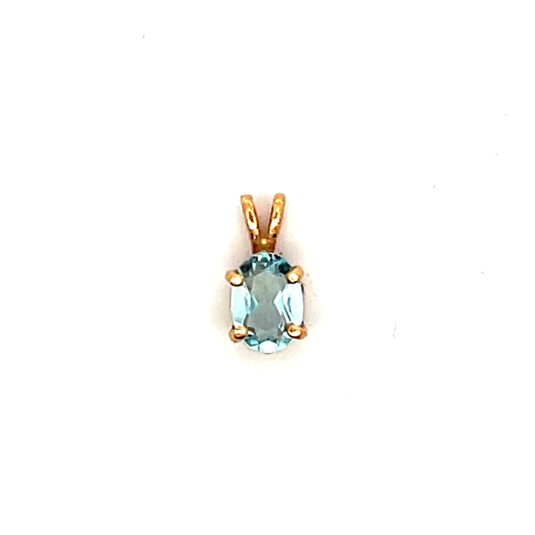 Estate 14K Yellow Gold 0.53CTW Oval Aquamarine Solitaire Vintage Pendant