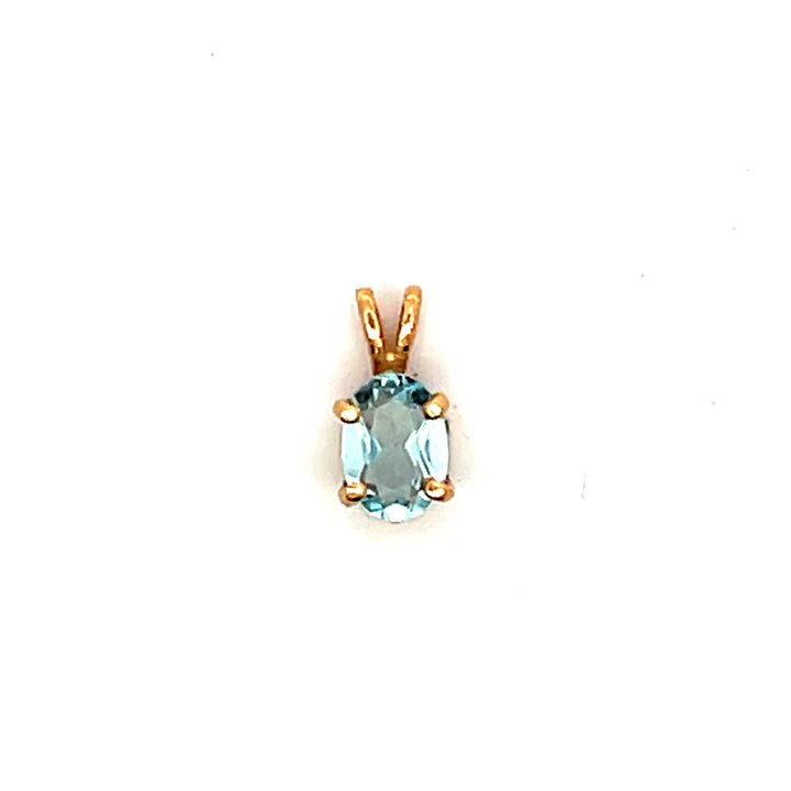 Estate 14K Yellow Gold 0.53CTW Oval Aquamarine Solitaire Vintage Pendant