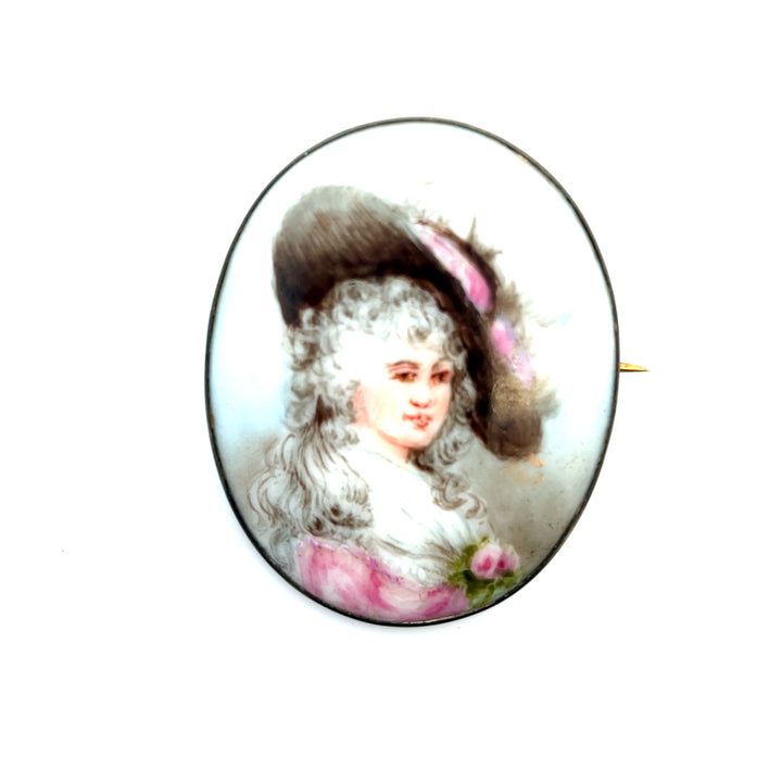 Estate Antique Edwardian Framed Portrait Pin