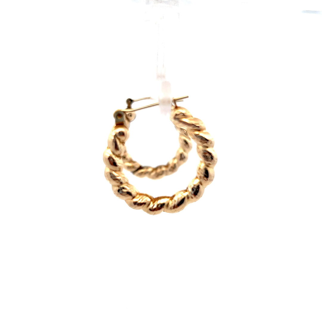 Estate 14K Yellow Gold Shrimp Style Hoop Earrings