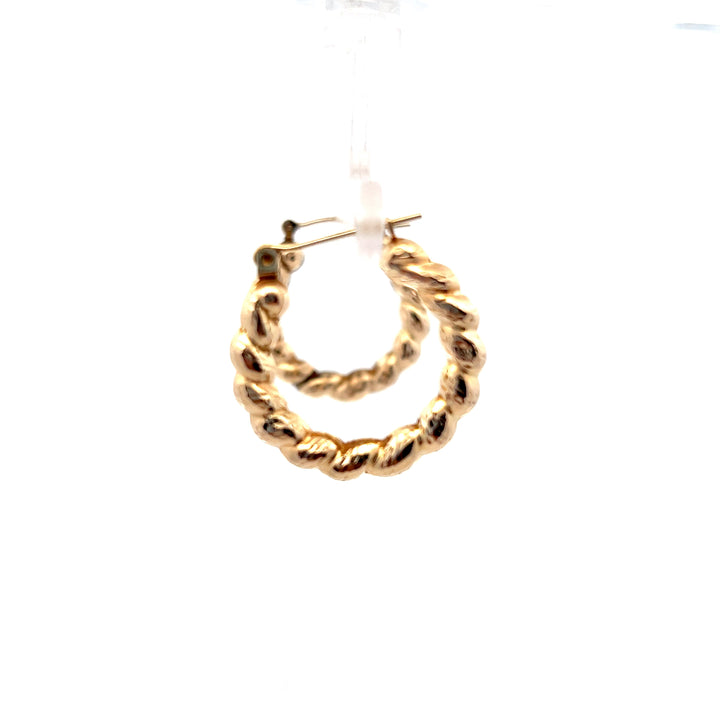 Estate 14K Yellow Gold Shrimp Style Hoop Earrings