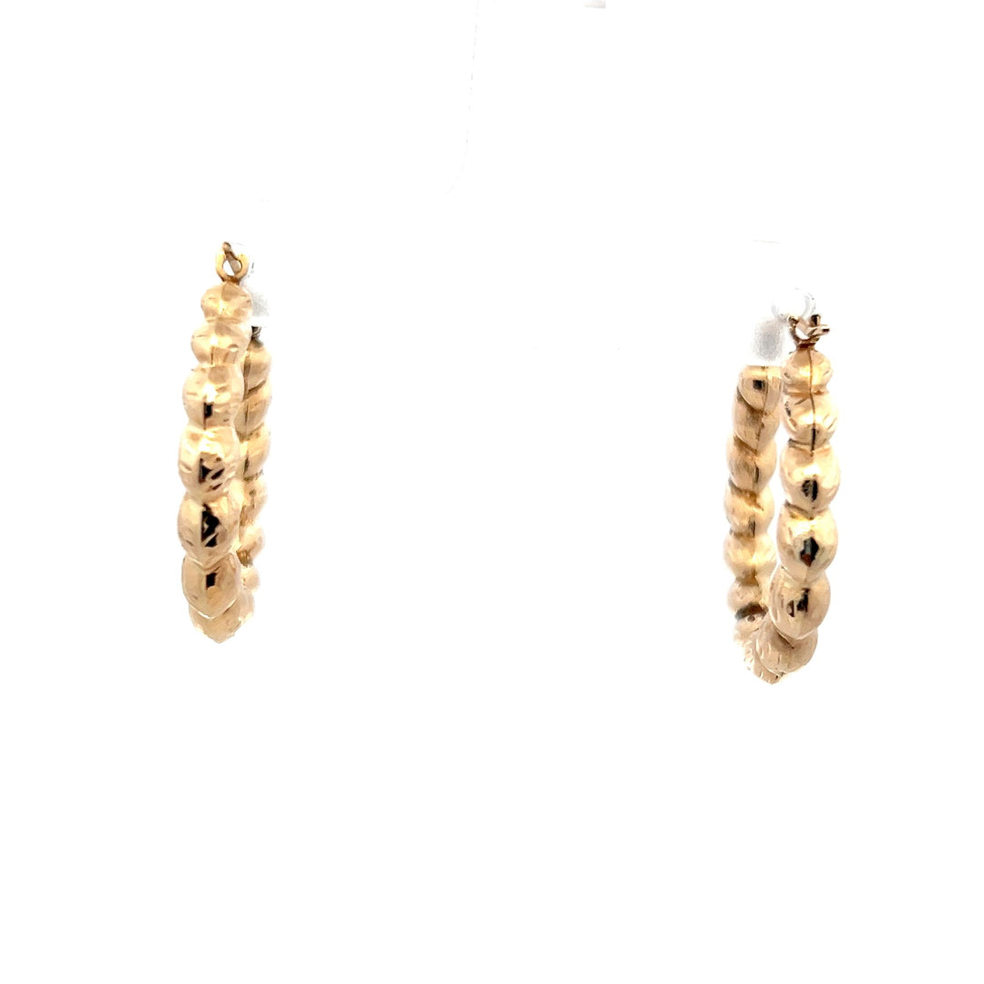 Estate 14K Yellow Gold Shrimp Style Hoop Earrings