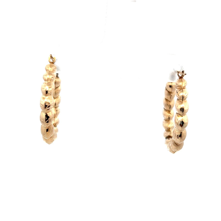 Estate 14K Yellow Gold Shrimp Style Hoop Earrings