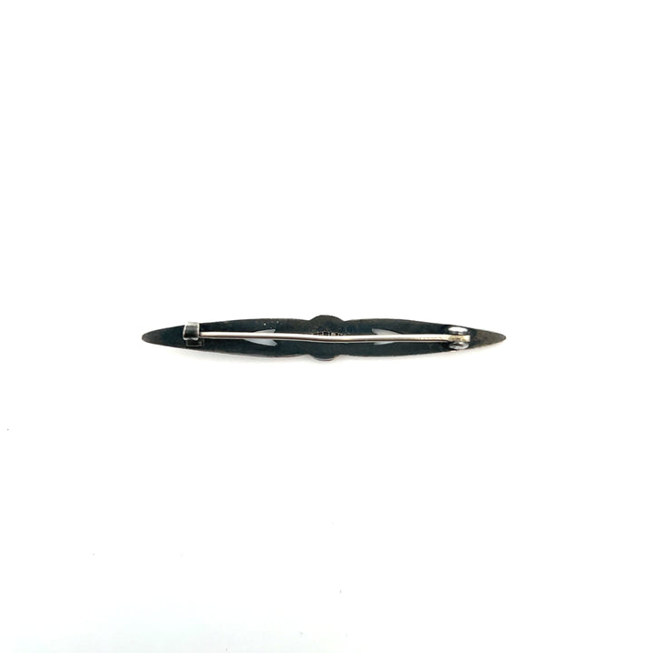 Estate Sterling Silver & Enamel Guilloche Floral Brooch, ca. 1930's