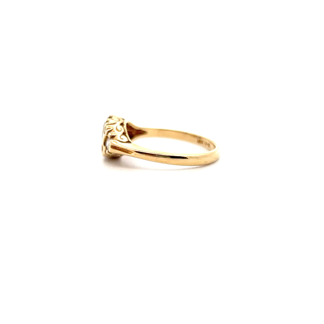 Estate 18KT Yellow Gold Oval Tanzanite & Diamond Ring