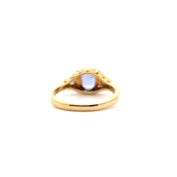 Estate 18K Yellow Gold 0.90CTW Oval Tanzanite & Diamond Ring
