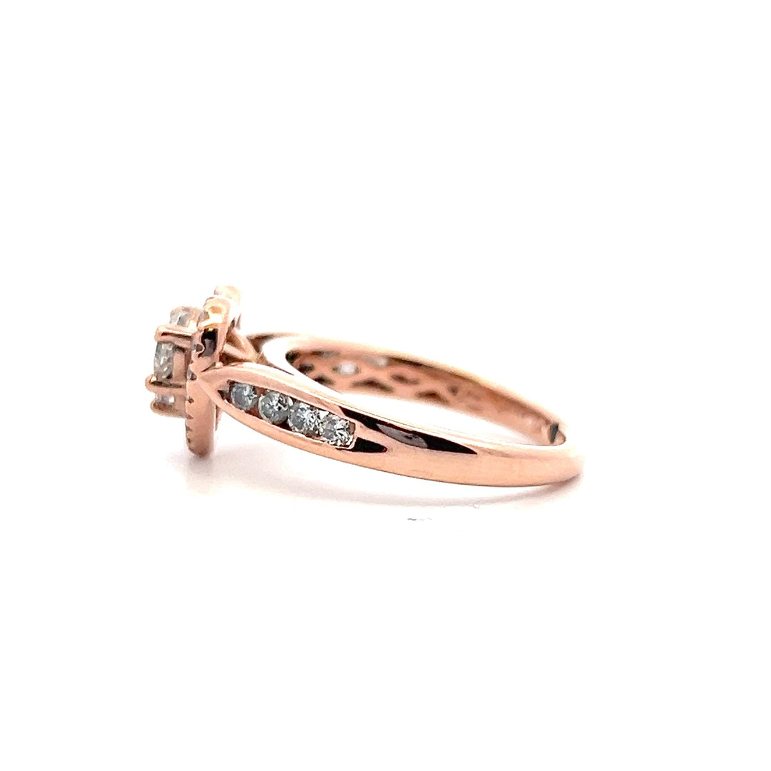 Estate 14K Rose Gold 0.67CTW Diamond Heart Halo Ring