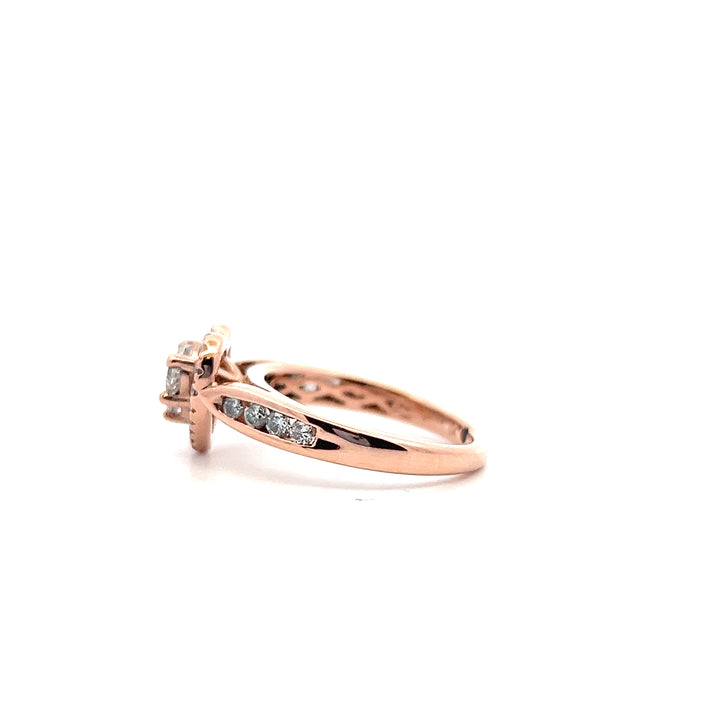 Estate 14KT Rose Gold Diamond Heart Halo Ring