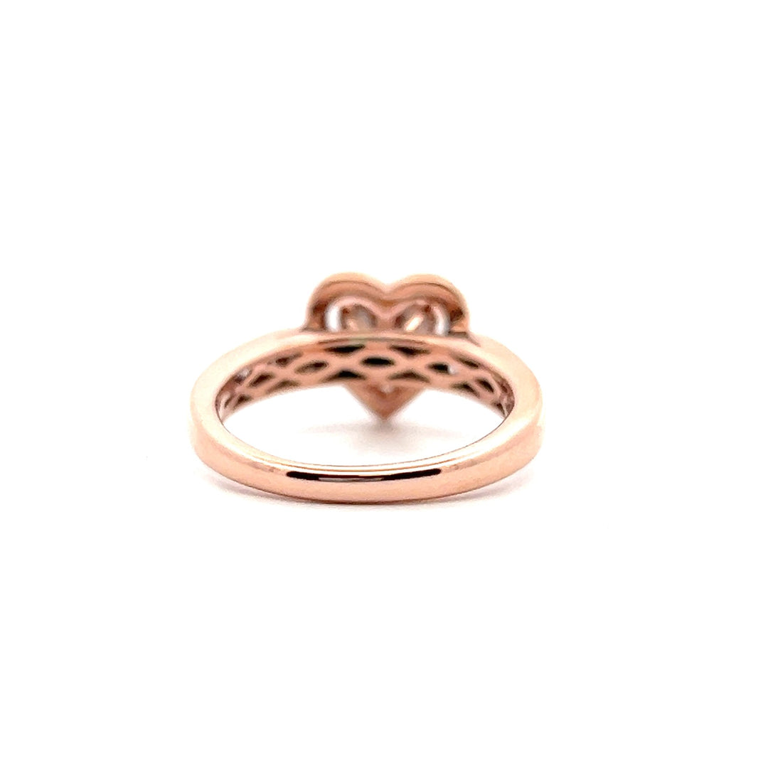 Estate 14K Rose Gold 0.67CTW Diamond Heart Halo Ring