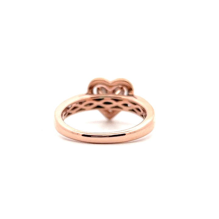 Estate 14K Rose Gold 0.67CTW Diamond Heart Halo Ring