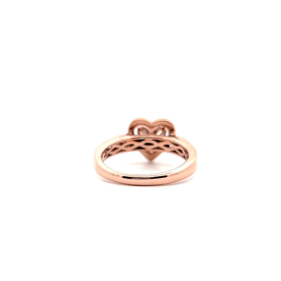 Estate 14KT Rose Gold Diamond Heart Halo Ring