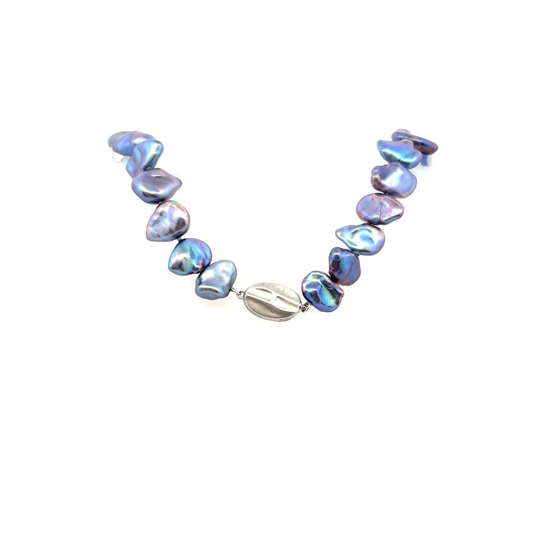 Estate Sterling Silver Lavender Baroque Pearl Necklace, Vintage