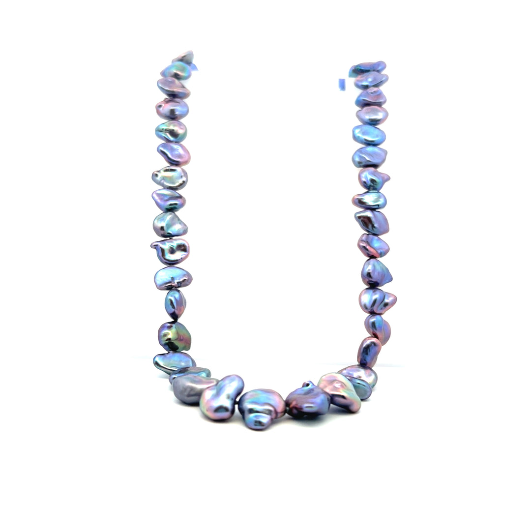 Estate Sterling Silver Lavender Baroque Pearl Necklace, Vintage