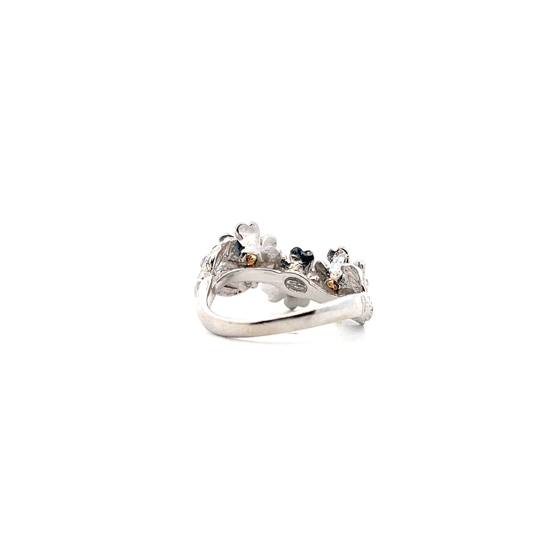 Estate 14K Two-Tone Gold 0.05CTW Vintage Diamond Cherry Blossom Ring