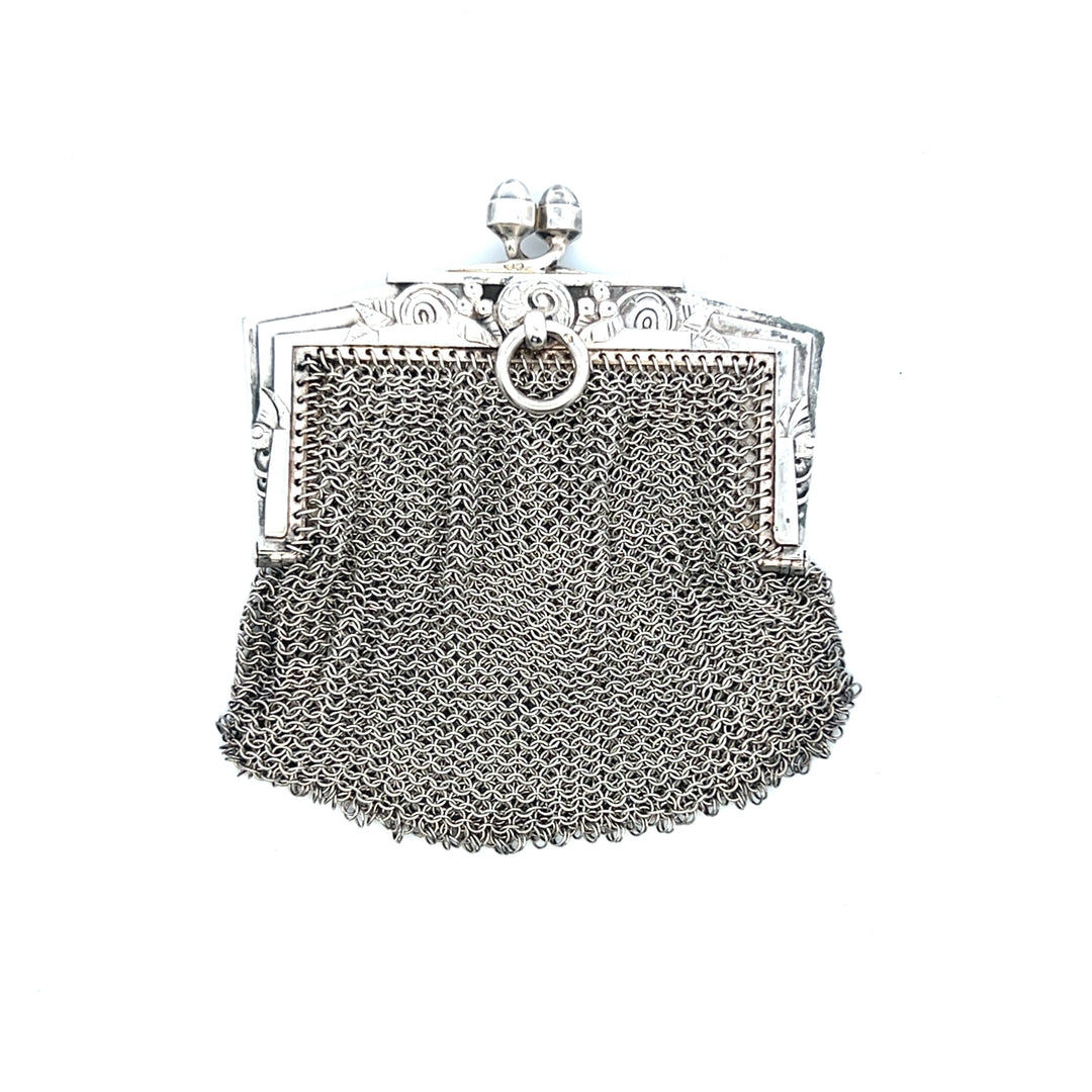 Estate French Silver Mesh Coin Purse, Edwardian