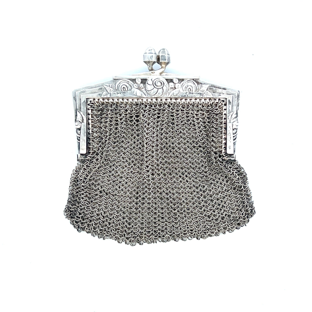 Estate French Silver Mesh Coin Purse, Edwardian