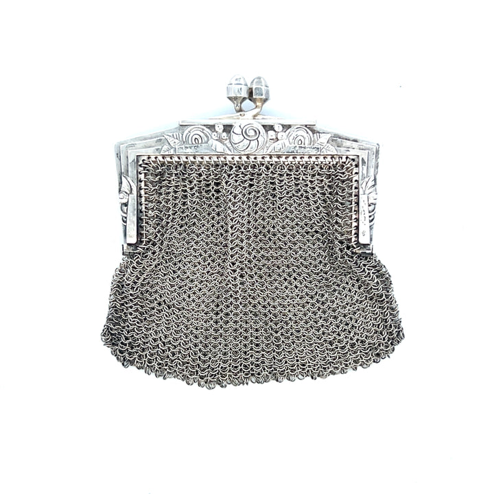 Estate French Silver Mesh Coin Purse, Edwardian