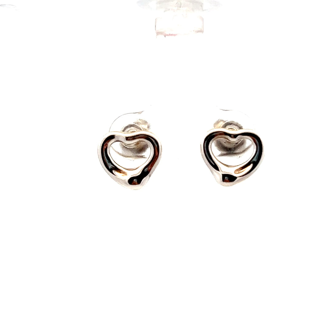 Estate Sterling Silver Elsa Peretti for Tiffany & Co. Heart Studs