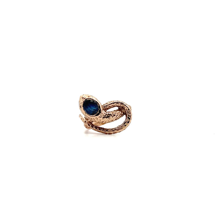 Estate 14KT Yellow Gold Oval Sapphire Snake Motif Ring
