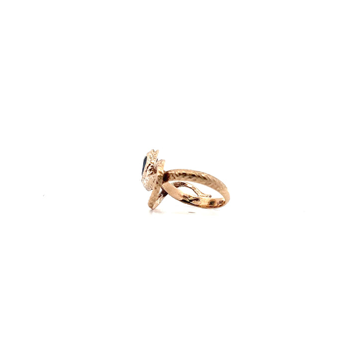 Estate 14KT Yellow Gold Oval Sapphire Snake Motif Ring
