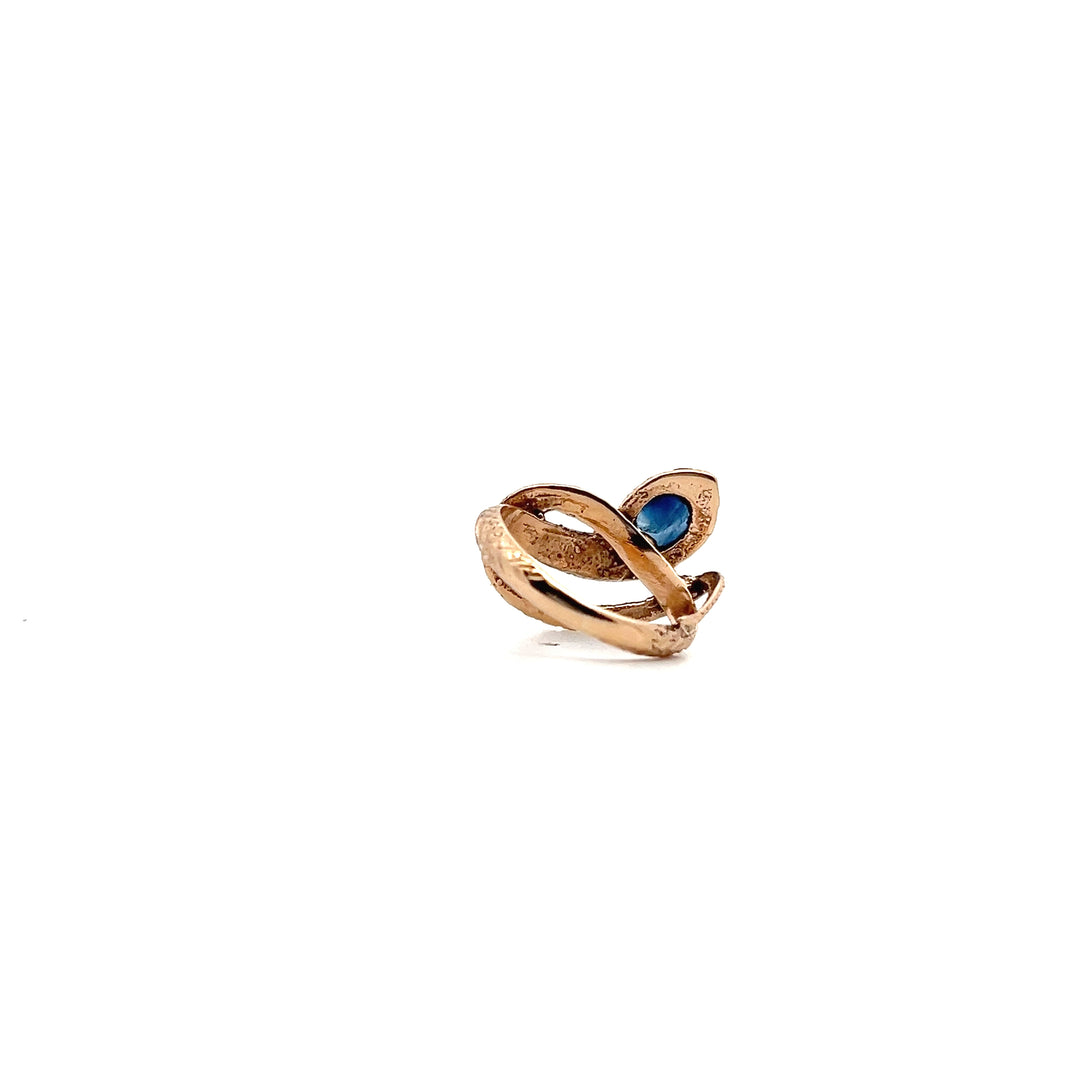 Estate 14KT Yellow Gold Oval Sapphire Snake Motif Ring