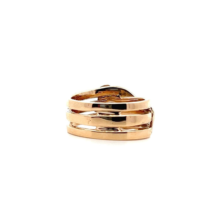 Estate 14K Yellow Gold 0.33CTW Diamond & Emerald Snake Motif Vintage Ring