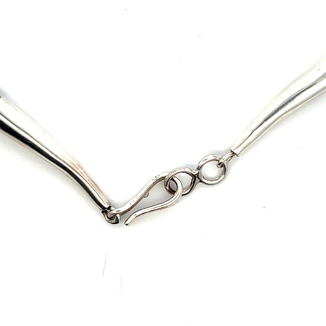 Estate Sterling Silver Oval Multi-Stone Squash Blossom Necklace, Vintage