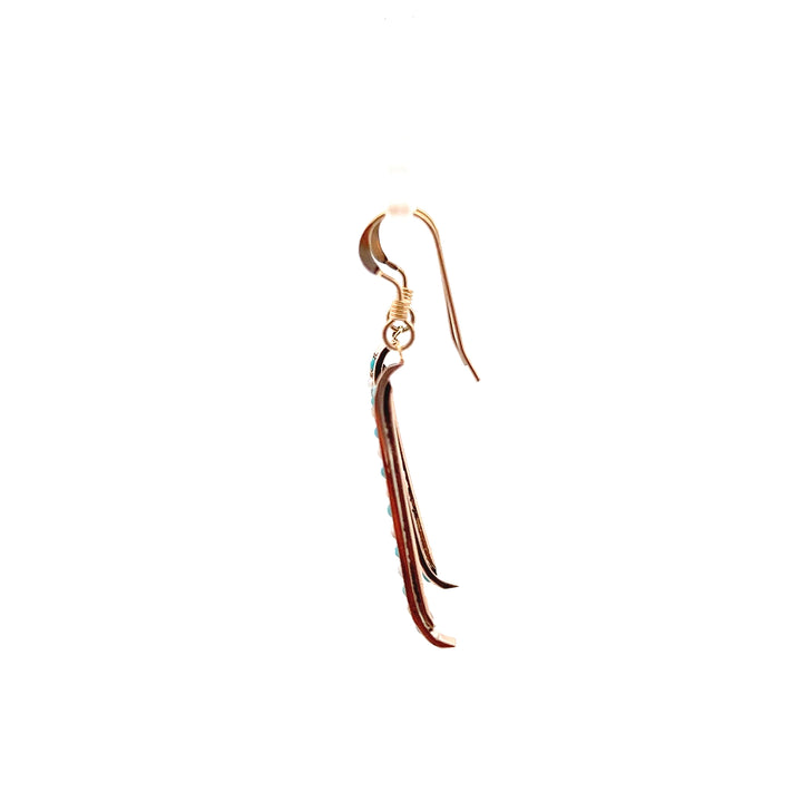 14KT Yellow Gold Seed Pearl & Turquoise Drop Earrings