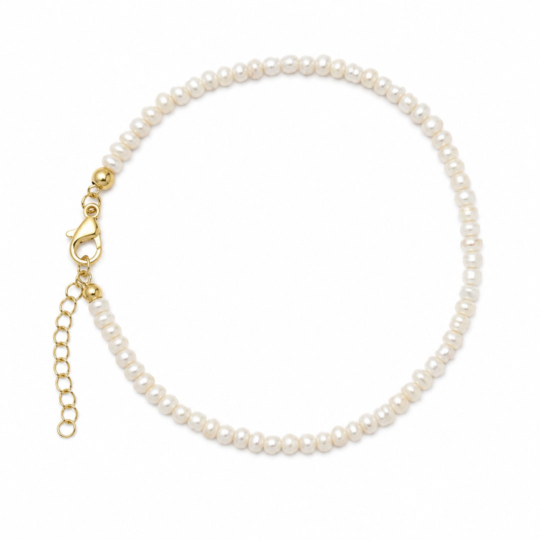 14K Yellow Gold Vermeil Mini Seed Pearl Strand Bracelet