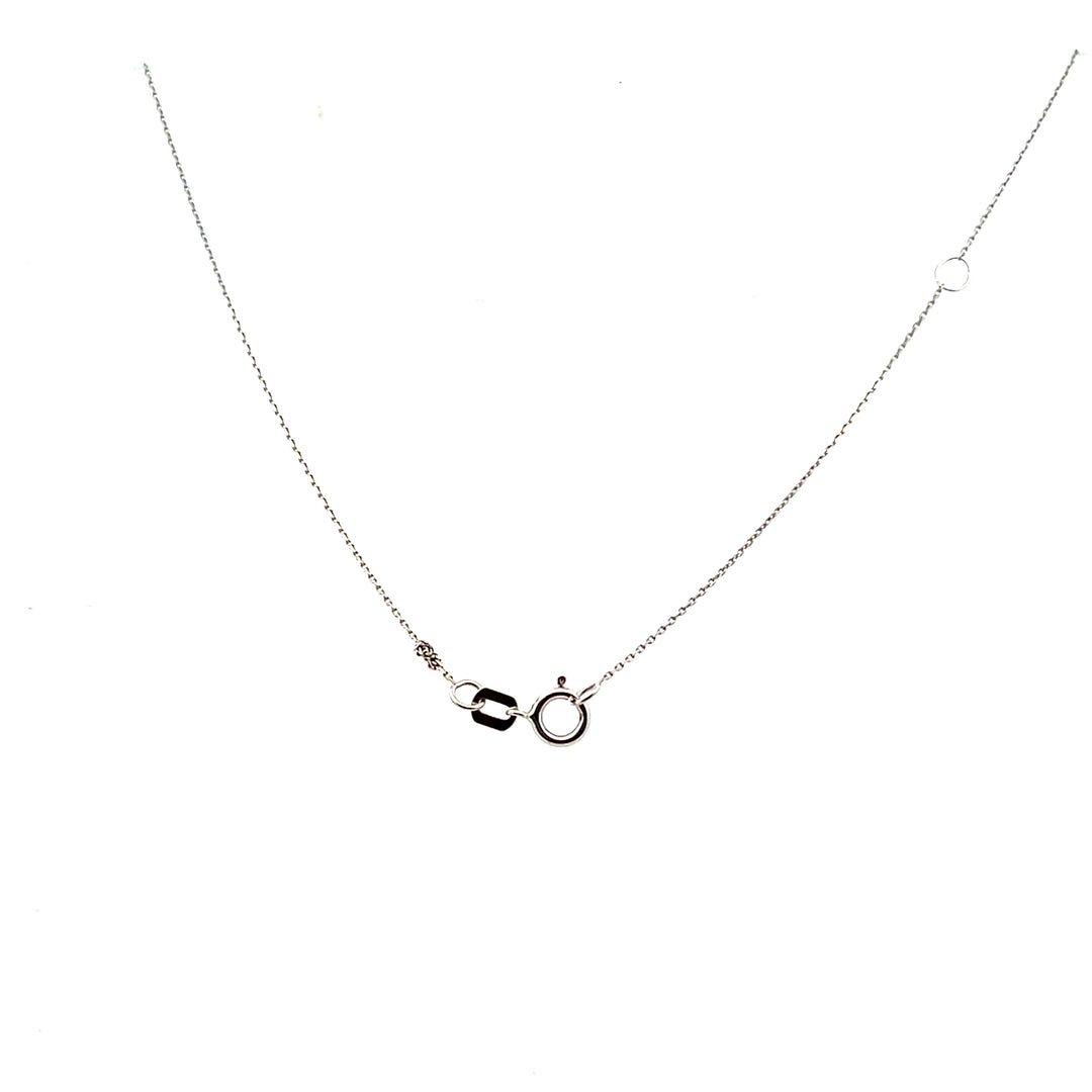 Estate 14KT White Gold Pear Sapphire & Diamond Offset Pendant Necklace