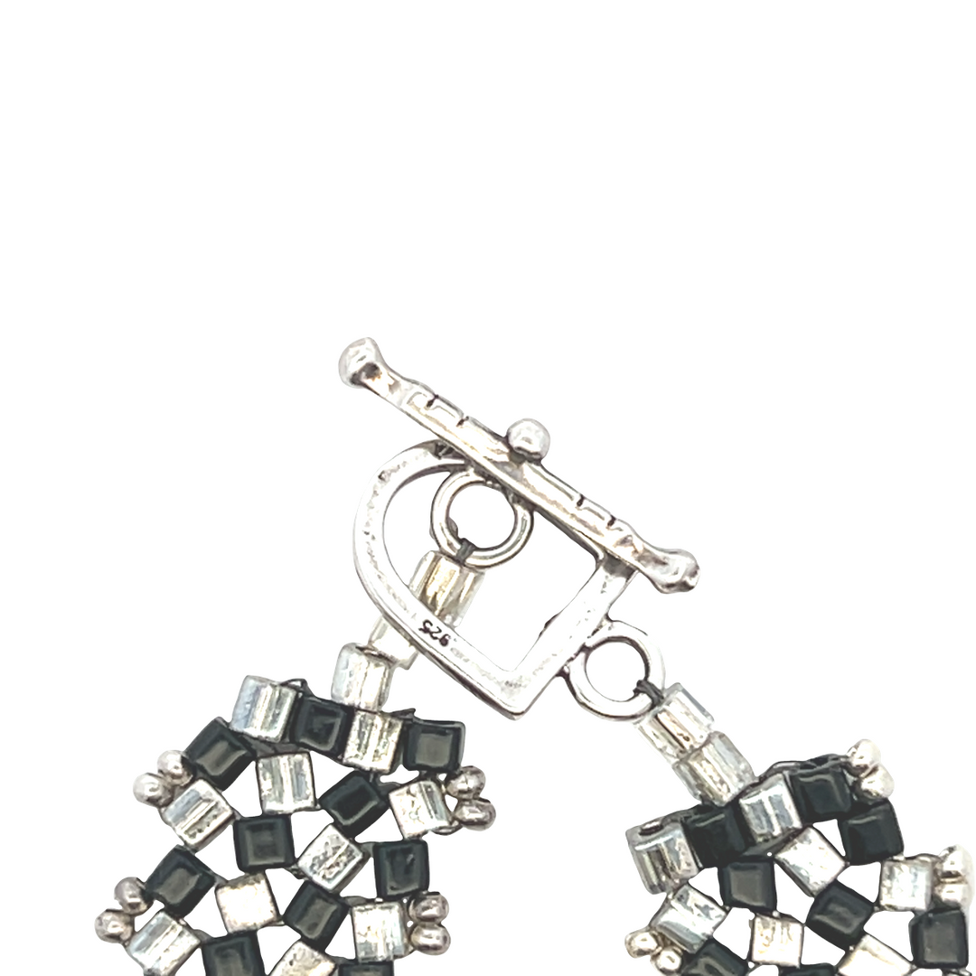 Estate Sterling Silver Diane Wright Woven Bead Bracelet
