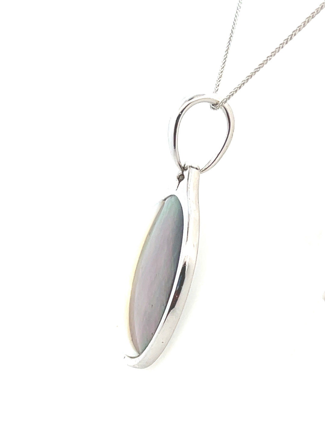 Estate Sterling Silver Mother of Pearl Moon Pendant