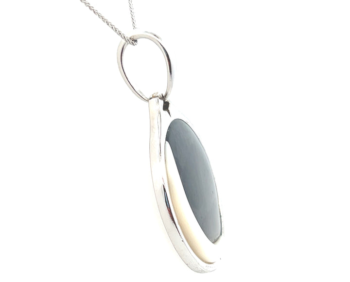 Estate Sterling Silver Mother of Pearl Moon Pendant