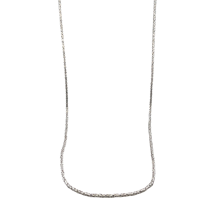 Estate Sterling Silver Byzantine Chain Necklace, Vintage