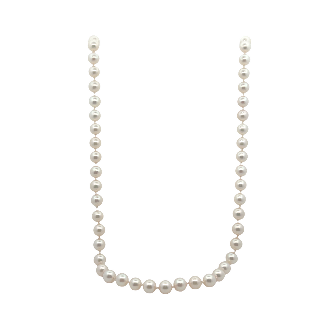 Estate Sterling Silver Pearl Necklace with Flower Clasp, Vintage