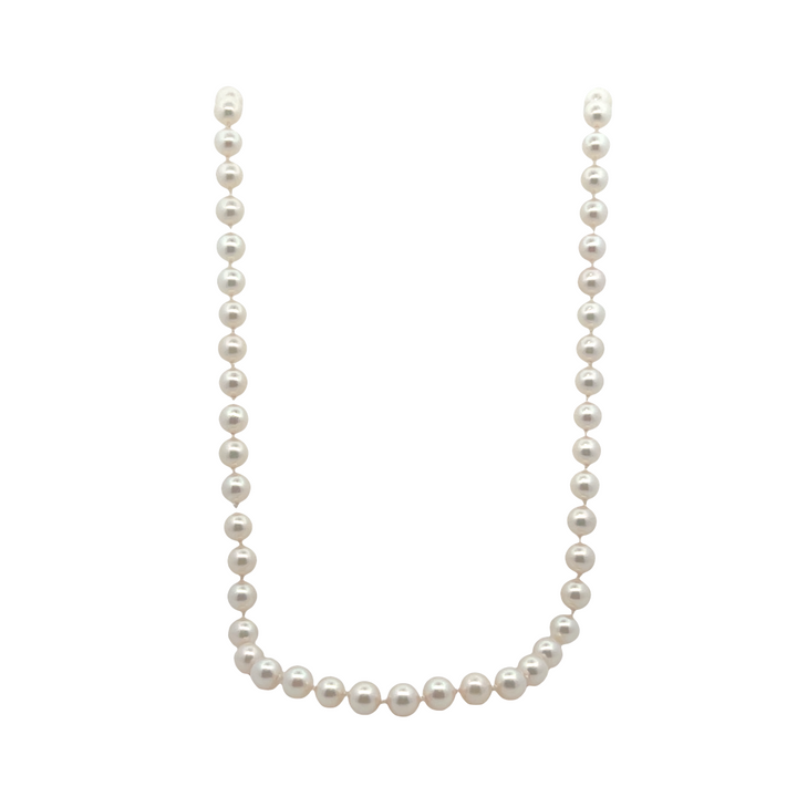 Estate Sterling Silver Pearl Necklace with Flower Clasp, Vintage