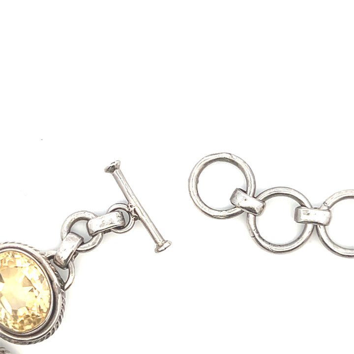 Estate Sterling Silver Labradorite & Citrine Bracelet