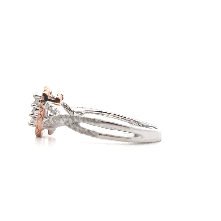 Estate 10KT White & Rose Gold Illusion Diamond Ring