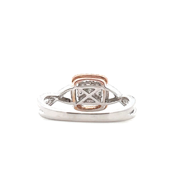 Estate 10KT White & Rose Gold Illusion Diamond Ring