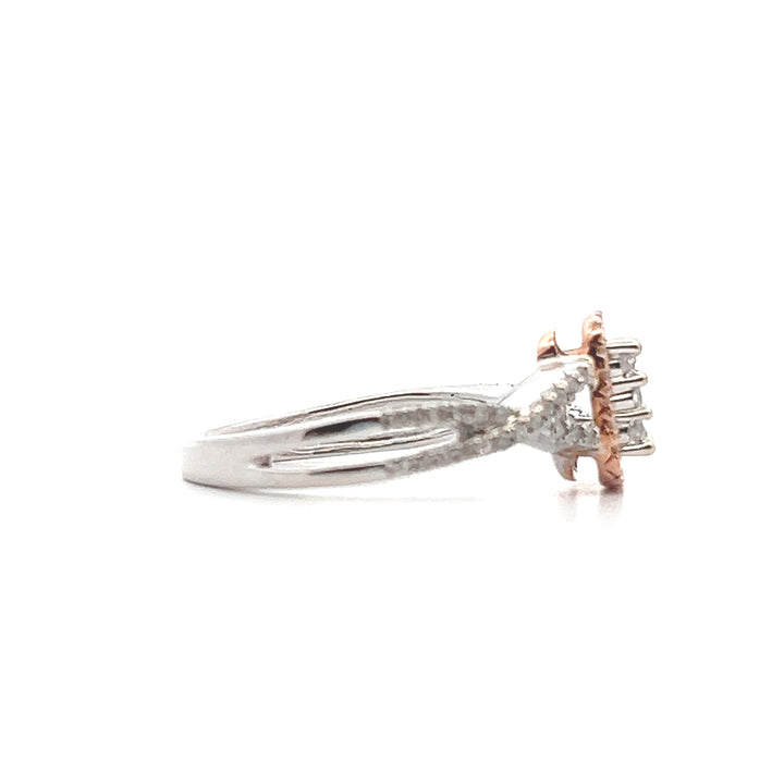 Estate 10KT White & Rose Gold Illusion Diamond Ring