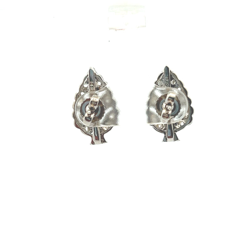 Estate 14KT White Gold Diamond Leaf Studs