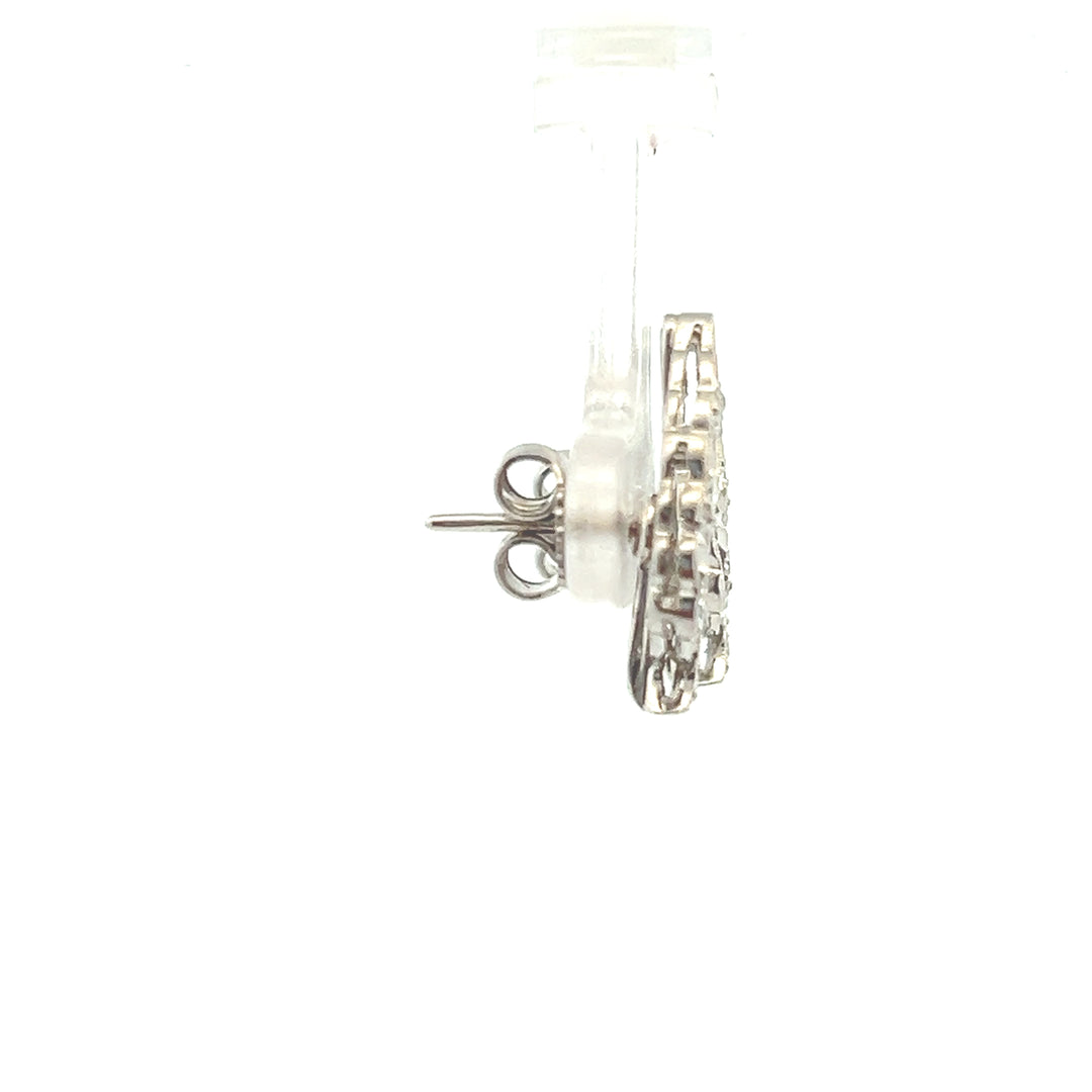 Estate 14KT White Gold Diamond Leaf Studs