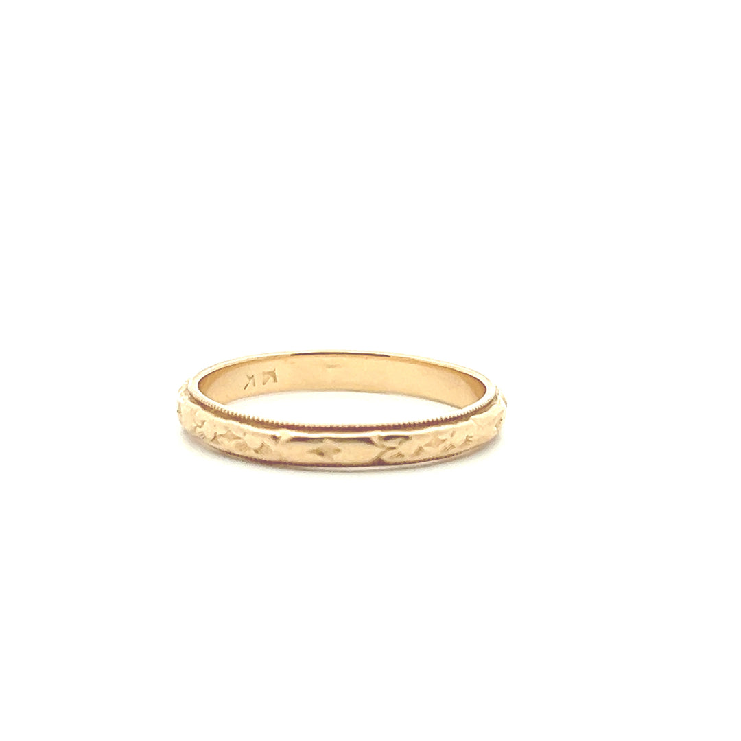 Estate 14K Yellow Gold Orange Blossom Art Deco Wedding Band - AS-IS