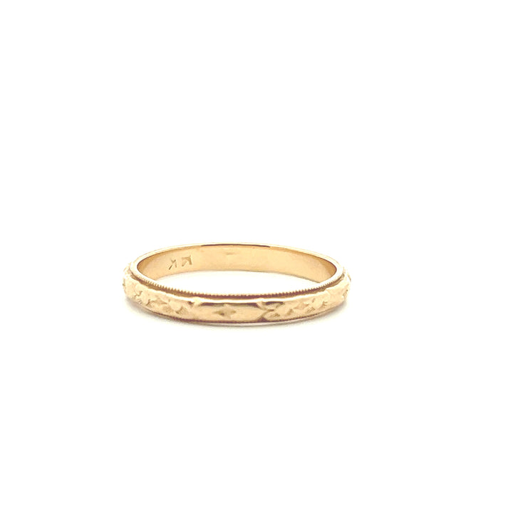 Estate 14K Yellow Gold Orange Blossom Art Deco Wedding Band - AS-IS