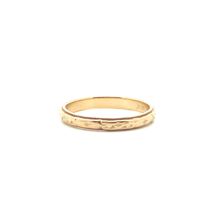 Estate 14K Yellow Gold Orange Blossom Art Deco Wedding Band - AS-IS