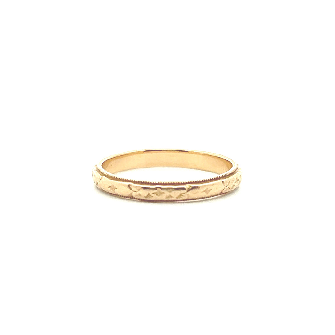 Estate 14K Yellow Gold Orange Blossom Art Deco Wedding Band - AS-IS