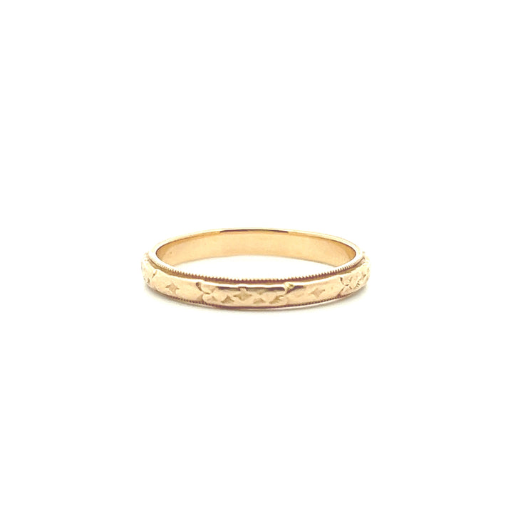Estate 14K Yellow Gold Orange Blossom Art Deco Wedding Band - AS-IS