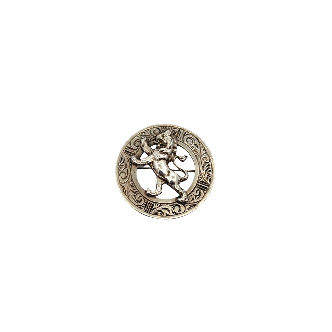 Estate Sterling Silver Scottish Rampant Lion Kilt Brooch, Vintage